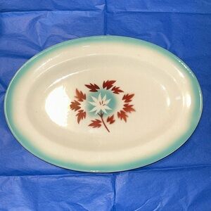 Vintage Grindley Vitrified Platter Hercules Pattern Turquoise Leaves Art